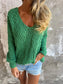 Knitted V-neck Long-sleeved Top