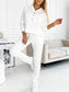 Women's Fashion Button Front Sweatshirt and Lined Pants Set