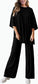Women's Casual 2 Piece Outfits Short Sleeve Pullover Tops and Wide Leg Pants Lounge Sets