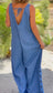 Women's Casual Fake Denim Wide Leg  Jumpsuit