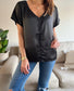 Women's Casual Solid Color V Neck Satin Blouse