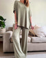 Women's Casual Solid Color Knit Tops and Pants Set